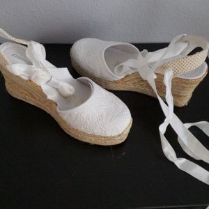 White wedge espadrilles